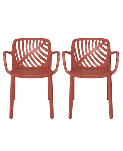 Outdoor Modern Stackable Patio Dining Armchairs (Set of 2)