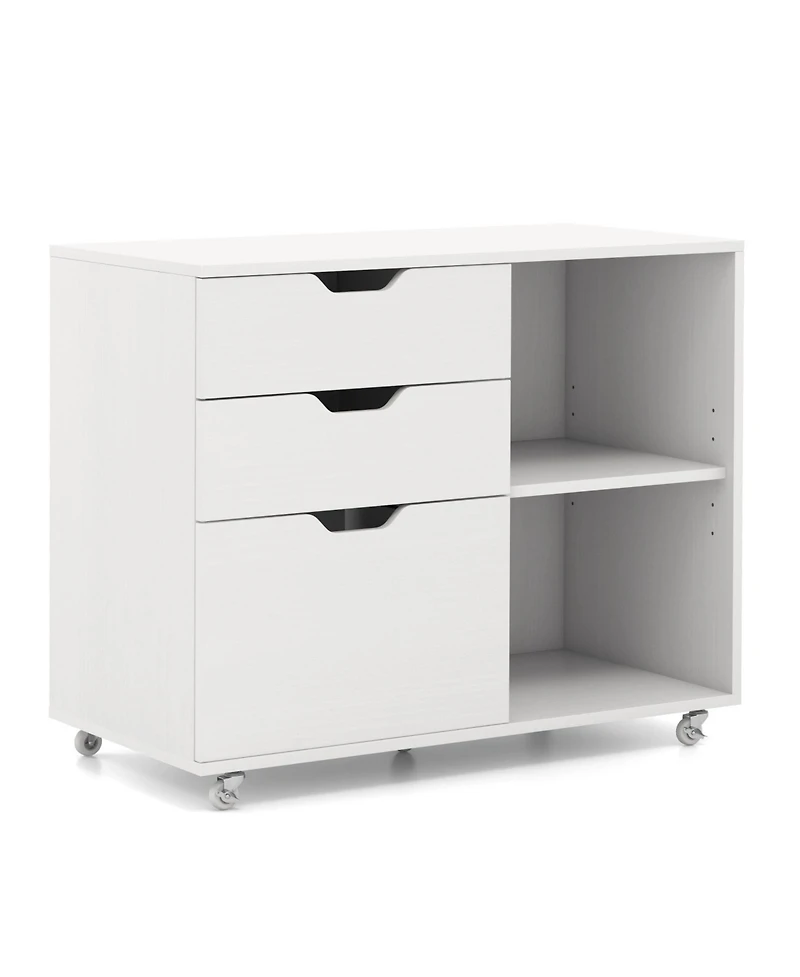 3-Drawer File Cabinet with Adjustable Shelf and Wheels for Letter