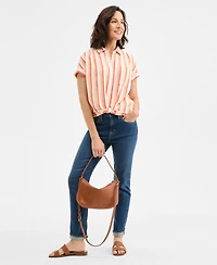 Style & Co Women's Printed Cotton Gauze Camp Shirt, Exclusively at Macy's