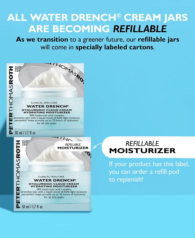 Peter Thomas Roth Water Drench Hyaluronic Cloud Cream Hydrating Moisturizer Refill Pod, 1.7 oz.