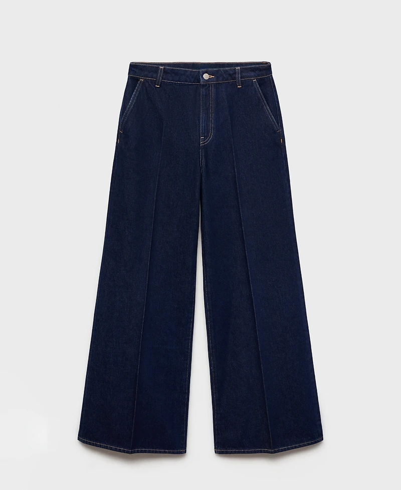 Mango Women's High-Rise Rinse Wash Wide Leg Jeans