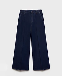 Mango Women's High-Rise Rinse Wash Wide Leg Jeans