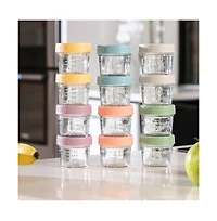 Sperric 12-Pack Glass Baby Food Storage Jars with Lids, 6-Pack Silicone Self-Feeding Spoons – Bpa-Free, Leakproof, Freezer Safe