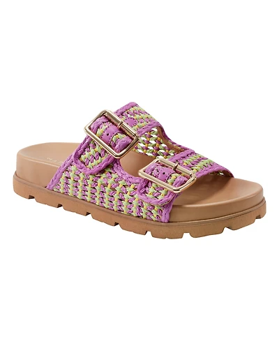 Marc Fisher Ltd Women's Mylan Woven Buckle Straps Flat Sandals