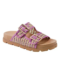 Marc Fisher Ltd Women's Mylan Woven Buckle Straps Flat Sandals
