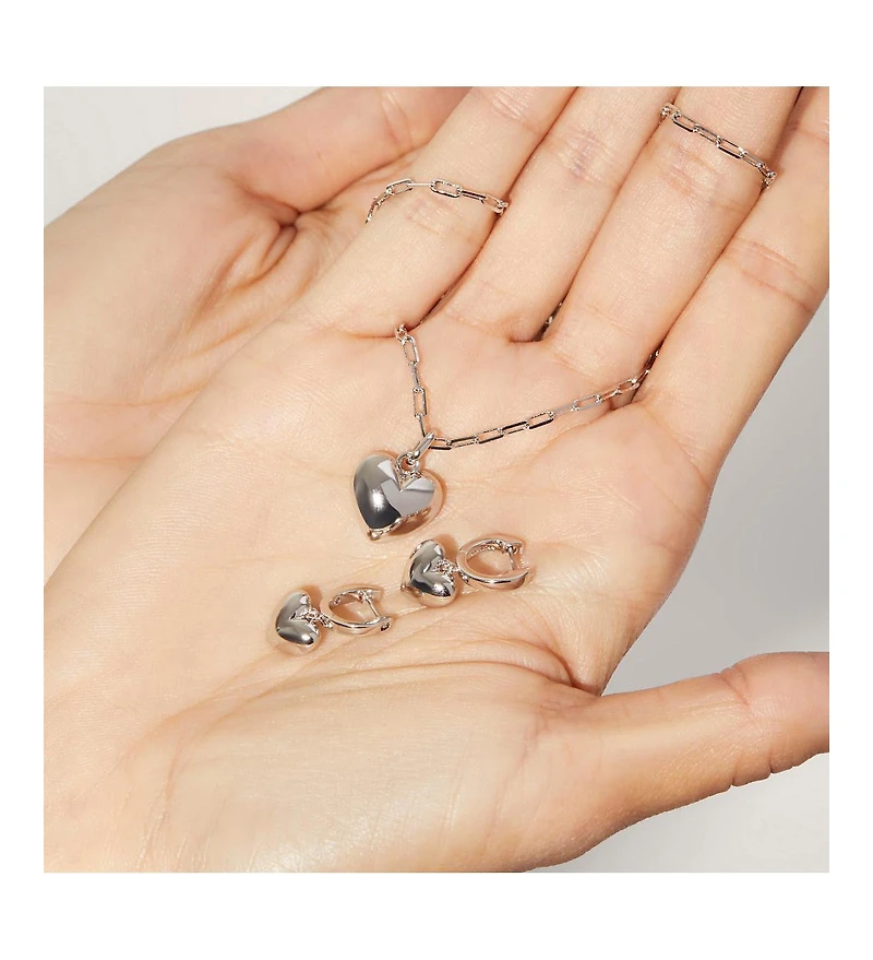Ana Luisa Puffed Heart Hoops - Jessica Silver