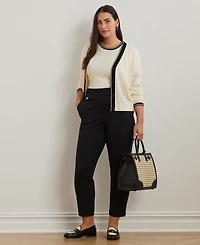Lauren Ralph Lauren Plus Size Two-Tone Cotton-Blend Cardigan