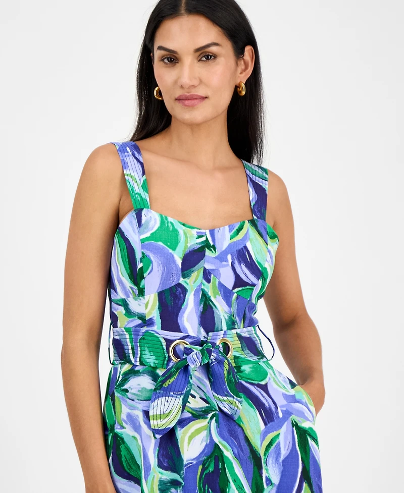 Tahari Asl Women's Belted Floral-Print Midi Dress