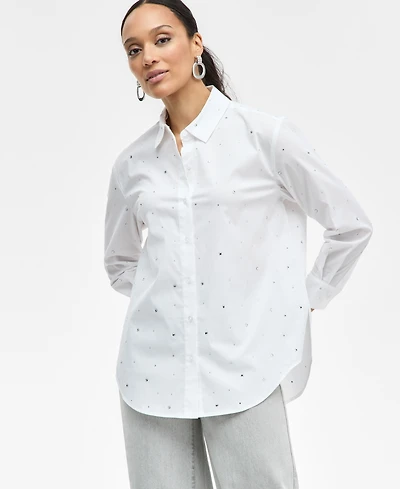 I.n.c. International Concepts Women's Rhinestone Shirt, Exclusively at Macy's