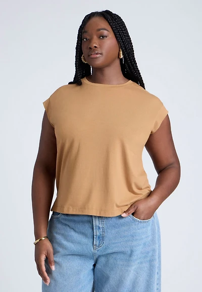 Eloquii Women's Elements Jersey Knit T Shirt Short Sleeve