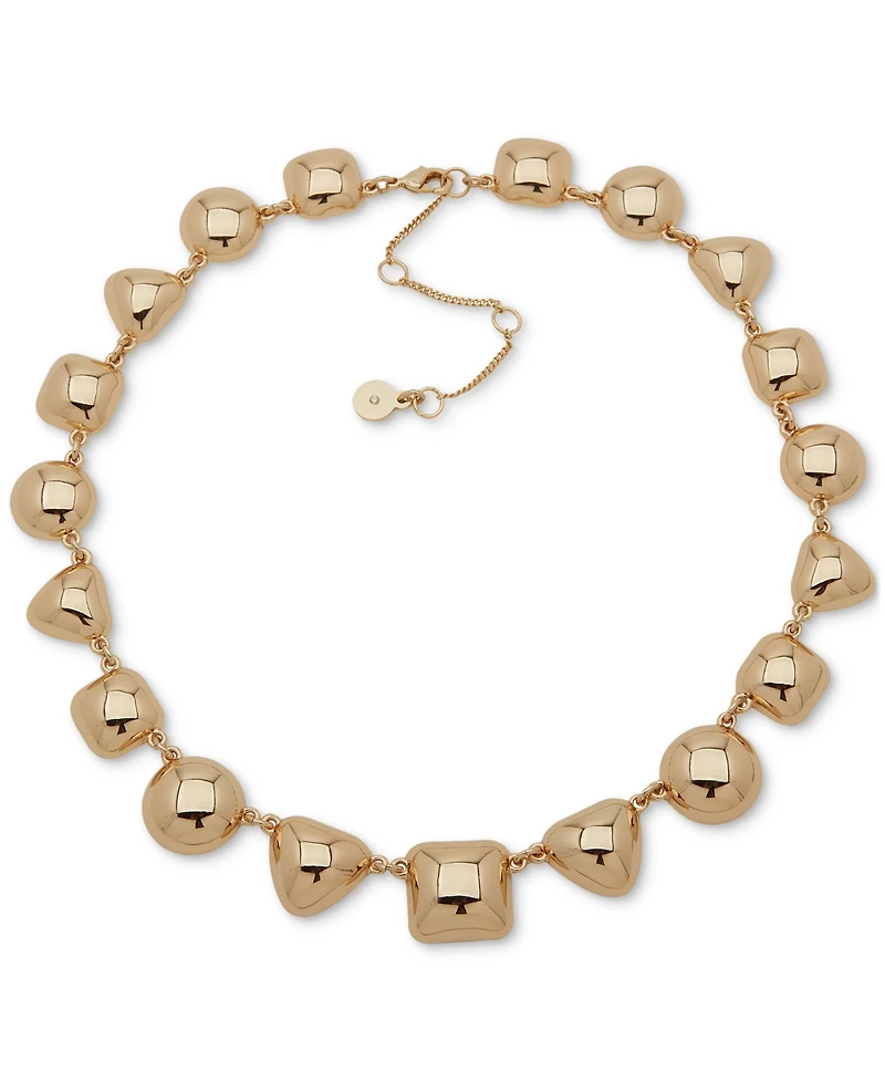 Dkny Gold-Tone Puffy Geometric Collar Necklace, 16" + 3" extender