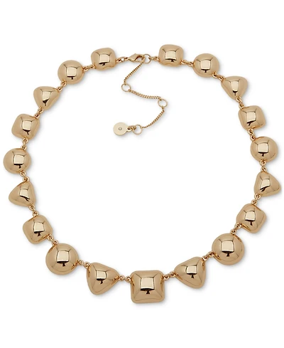 Dkny Gold-Tone Puffy Geometric Collar Necklace, 16" + 3" extender