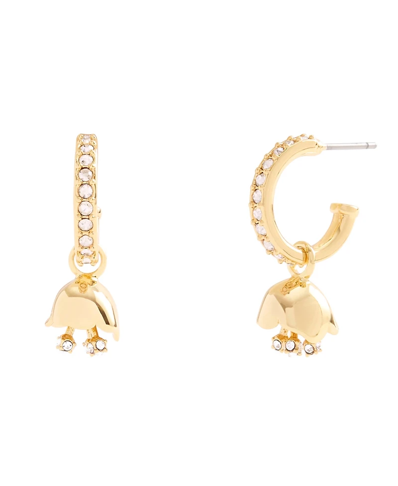 Coach Faux Stone Floral Huggie Hoop Earrings