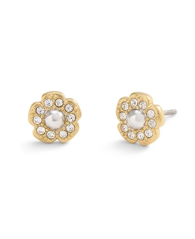Coach Faux Stone Signature Mini Tea Rose Stud Earrings