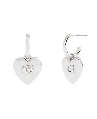 Coach Signature Heart Charm Huggie Earrings