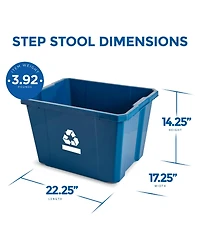 Gracious Living Medium Curbside Blue Box Plastic 17 Gallon Home Recycling Bin
