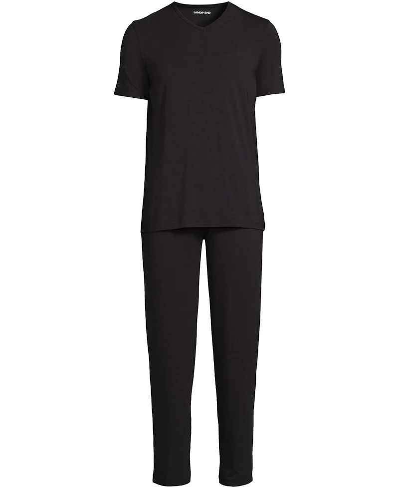 Lands' End Men's Short Sleeve Cooling Knit V-Neck Pajama Set