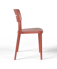 Outdoor Modern Stackable Plastic Patio Dining Chairs (Set of