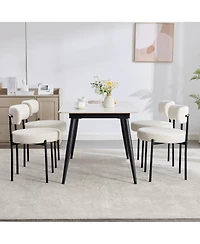 Dyhome Kitchen Chairs Mid-Century Modern Dining Chairs Set of 4, Kitchen Dining Room Chairs, Polyester Upholstered Wishbone Dining Chair
