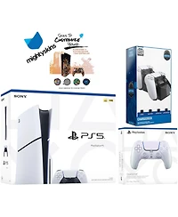 Sony PlayStation 5 Slim Disc with Extra Cosmic Red Controller, Dual Charging Dock and MightySkins Decal Voucher