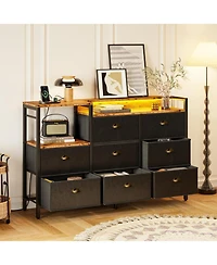 Dresser with Power Outlets and Led Lights