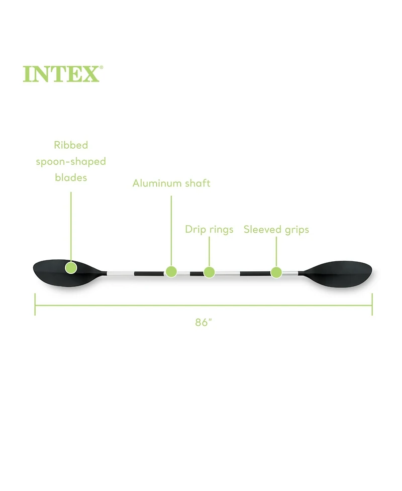 Intex 69629E 86" Lightweight Aluminum Double Oar Inflatable Kayak Paddle, Black