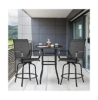 Yaheetech 2pcs Quick-dry Patio Swivel Texteline Bistro Chairs, Brown