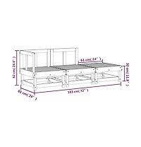 3 Piece Patio Lounge Set White Solid Wood Pine