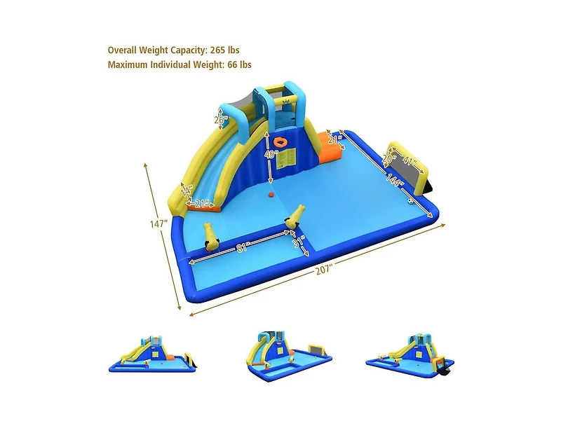 6-in-1 Inflatable Water Slide Park with Blower Fun Outdoor Playset for Kids