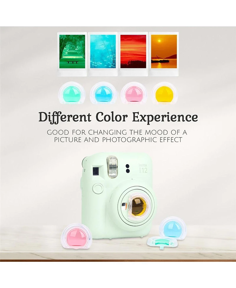 Fujifilm Fujifilm Instax Mini 12 Instant Film Camera, Mint Green Bundle with Instax Mini Custom Case, Accessory Kit and Daylight Film, 4x Twin Pack (8