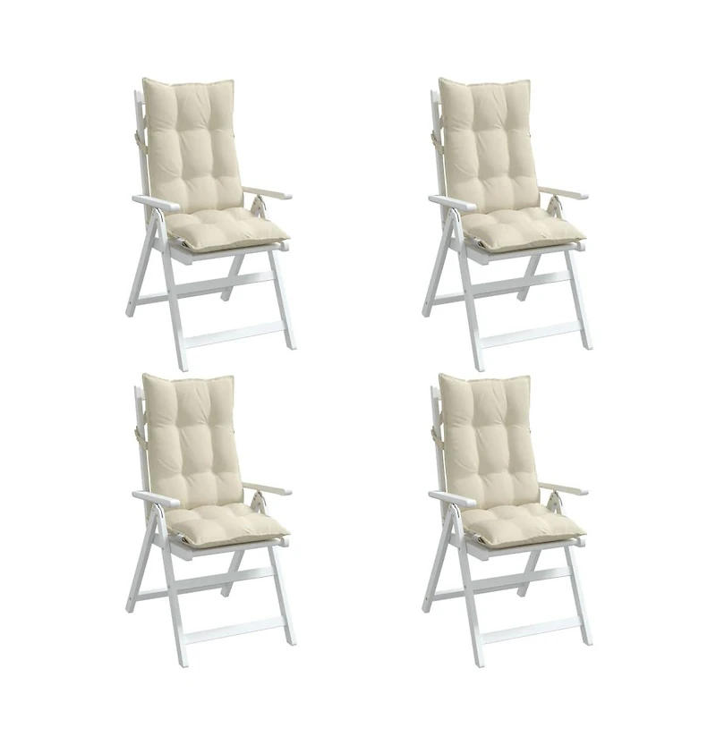 Highback Chair Cushions 4 pcs Cream Oxford Fabric