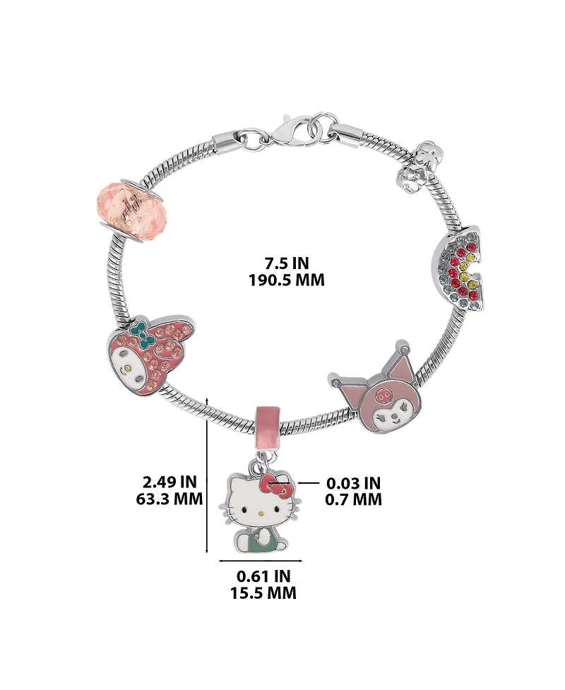 Sanrio Hello Kitty Charm Bracelet Hello Kitty, My Melody & Kuromi, Rainbow Beaded Bracelet