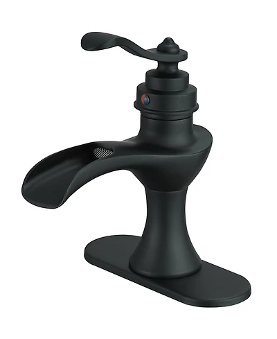 Waterfall Single Hole Single-Handle Low-Arc Bathroom Faucet With Pop-up Drain Assembly