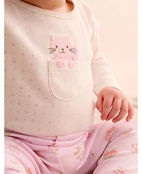 Purebaby Baby Girls Bodysuit, Leggings and Bib 3 Piece Gift Set