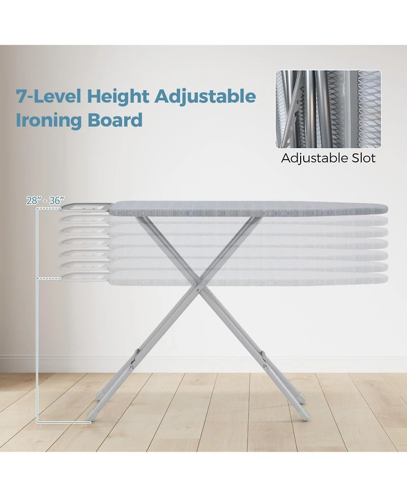 Full Size Ironing Board with Iron Rest and 7-Level Height