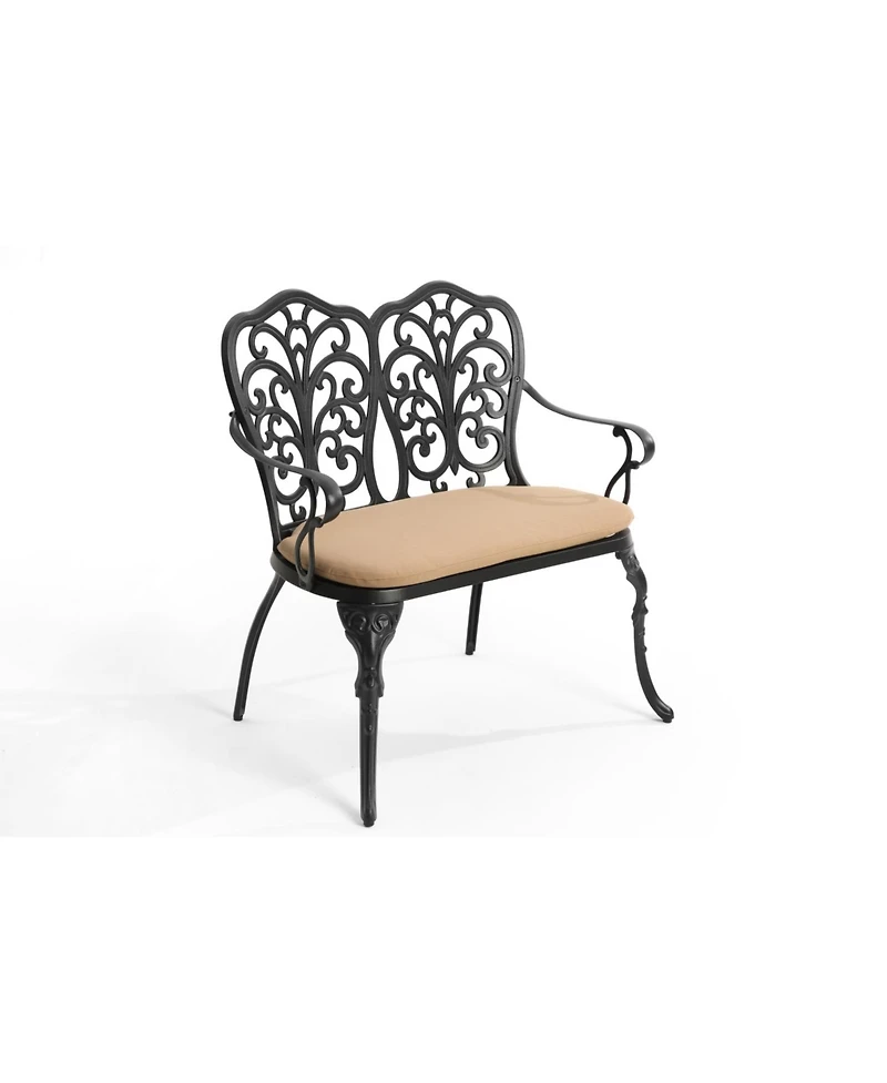 Streamdale Cast aluminium bench with cushion