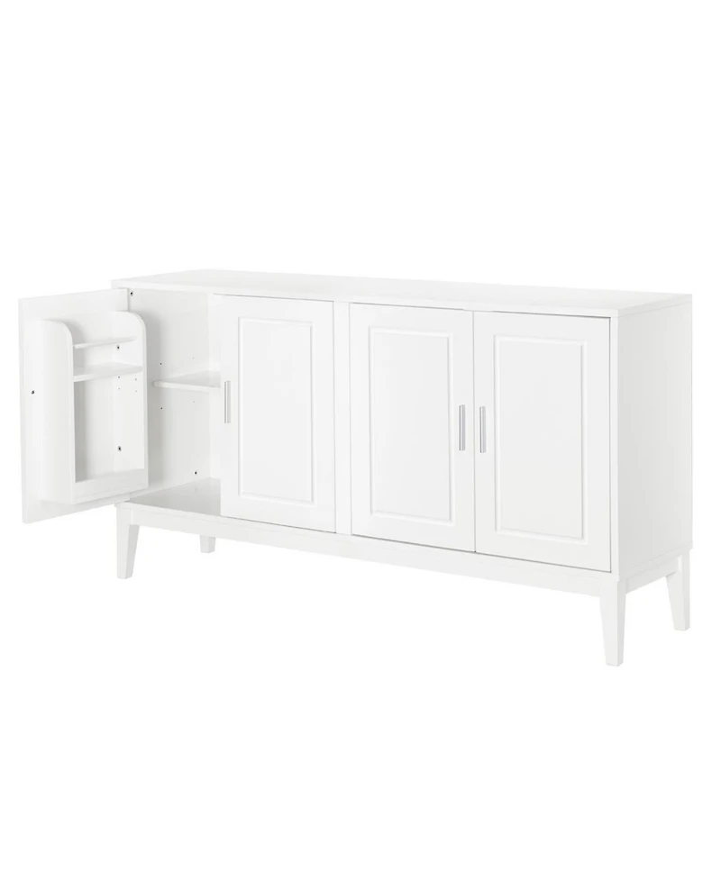 Streamdale White 4-Door Sideboard Cabinet with Adjustable Shelf