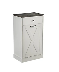 Single Door Trash Cabinet Tilt Trash Cabinet Kitchen Trash Can - Splice Wood White
