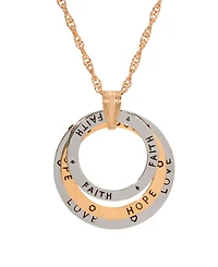 2028 Two-Tone Love Hope Faith Tri Ring Necklace