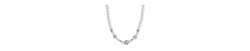 2028 Gray Faux Cultivated Pearl Glass Accent Strand Necklace