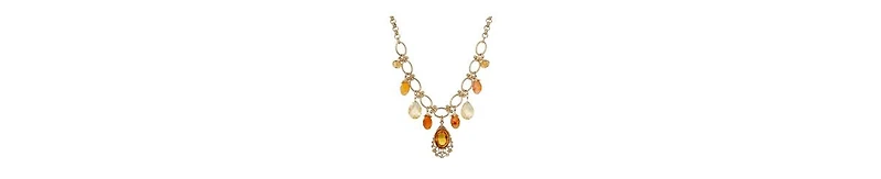 2028 Topaz Crystal Glass Bead Bib Necklace