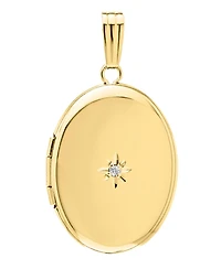 Yellow Gold Filled 17mm Polished Locket with Diamond Accents for Women