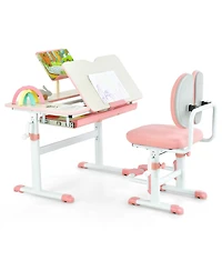 Height-Adjustable Kid's Study Desk and Chair Set