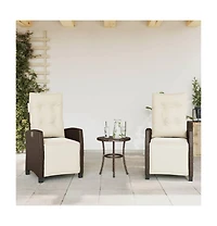 Reclining Patio Chairs 2 pcs with Footrest Poly Rattan