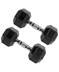 Signature Fitness Hex Dumbbells Strength Training Workout Equipment Set, 25 lbs