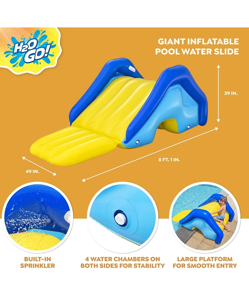 Bestway H2OGO! Giant Inflatable Outdoor Pool Water Slide with Built-In Sprinkler