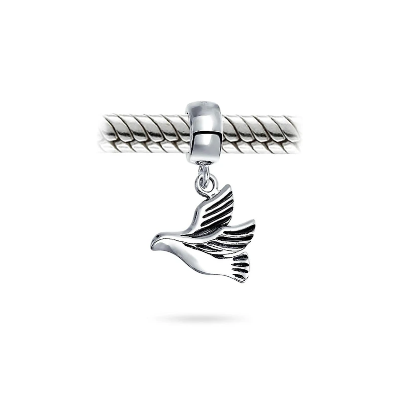 Bling Jewelry World Peace Dove Dangle Charm Bead Sterling Silver European Bracelet