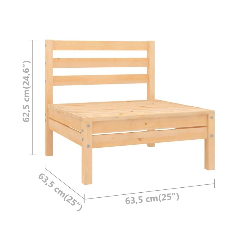 Patio Middle Sofa Solid Pinewood