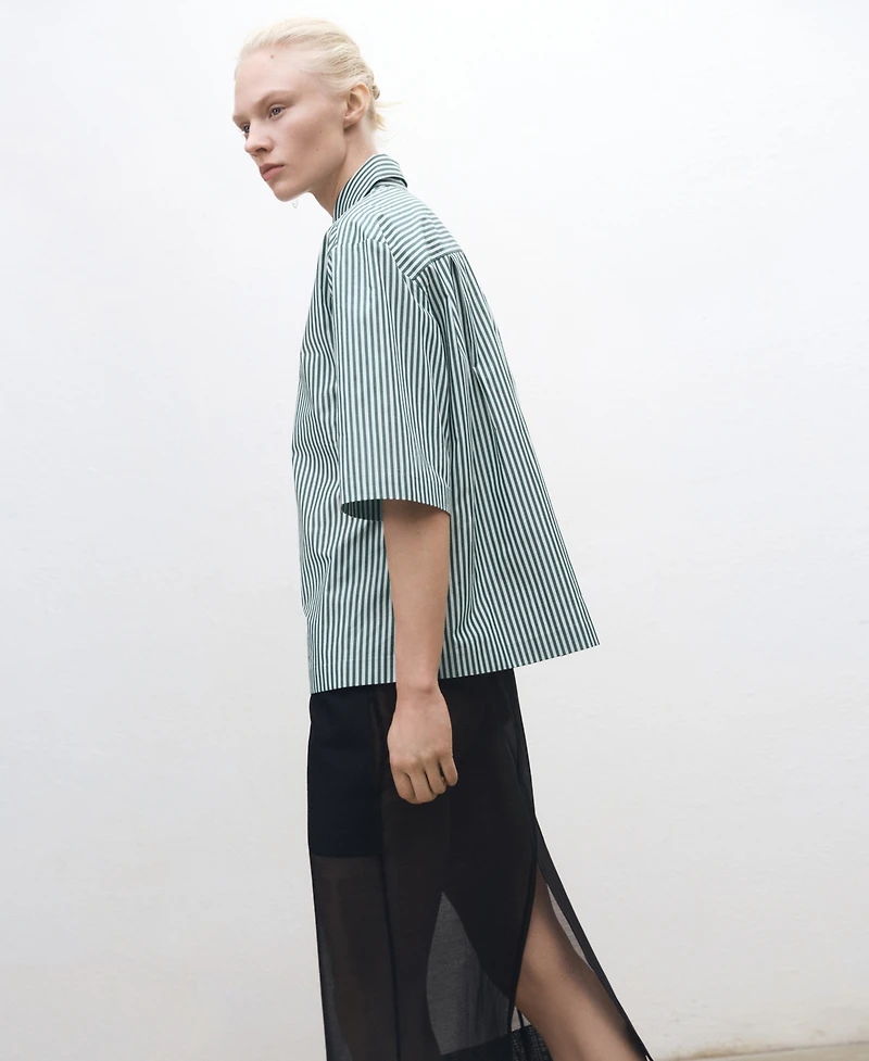 Mango Women's Short Sleeve Striped Shirt