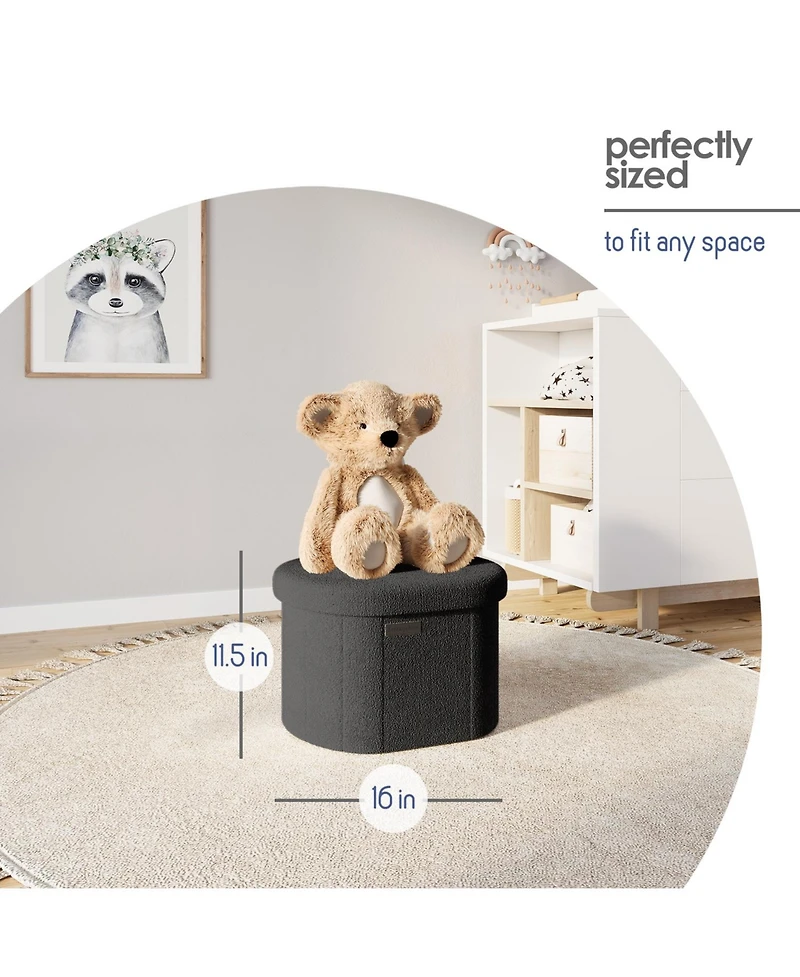 Ovel Boucle Ottoman Storage Bench – Modern Foot Stool